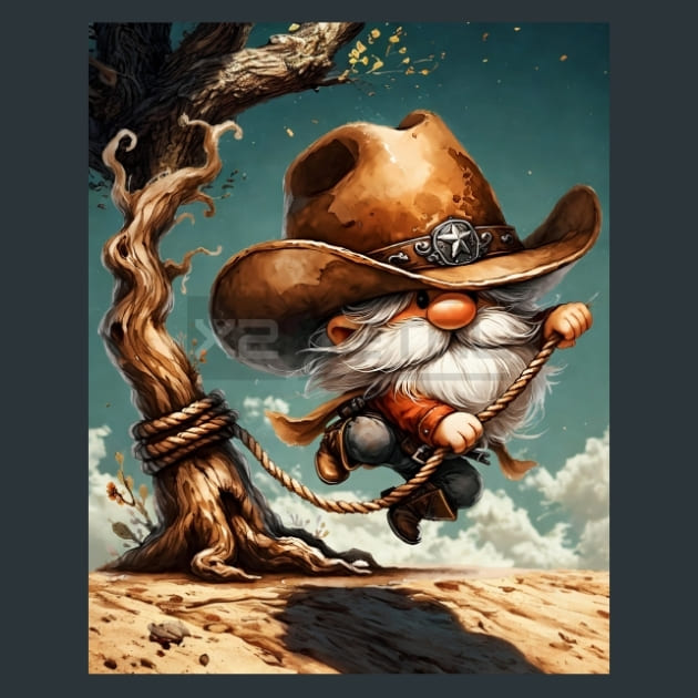 Gnome Wild West 15 Metal Wall Art and Desktop Mouse Pad by X2Metal