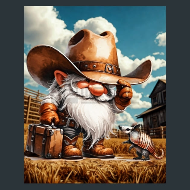 Gnome Wild West 16 Metal Wall Art and Desktop Mouse Pad by X2Metal