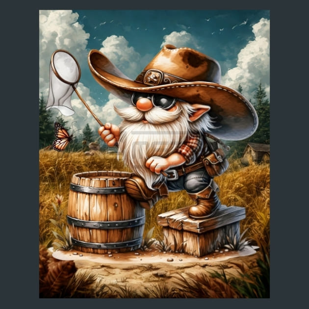 Gnome Wild West 17 Metal Wall Art and Desktop Mouse Pad by X2Metal