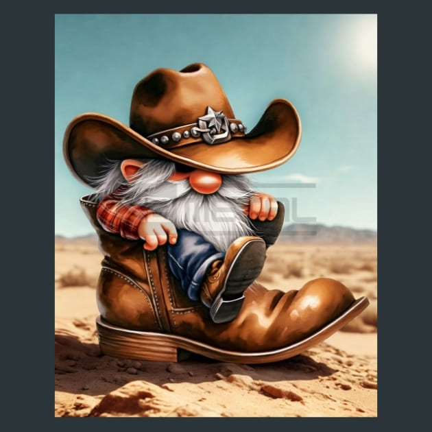 Gnome Wild West 18 Metal Wall Art and Desktop Mouse Pad by X2Metal