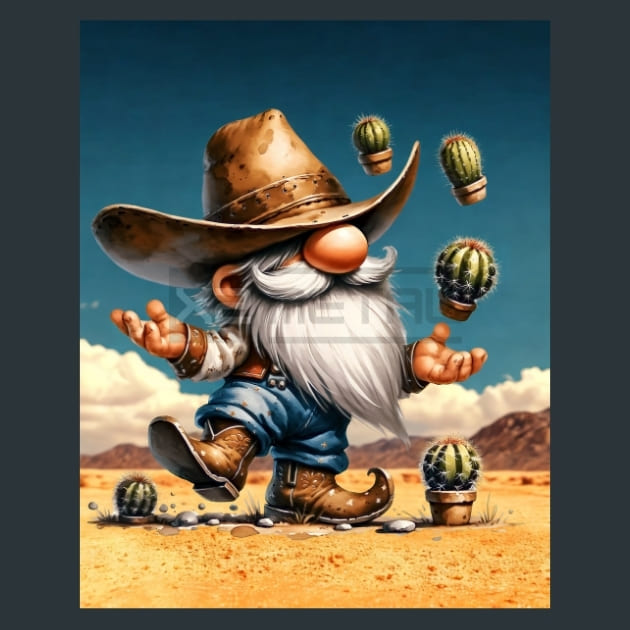 Gnome Wild West 19 Metal Wall Art and Desktop Mouse Pad by X2Metal