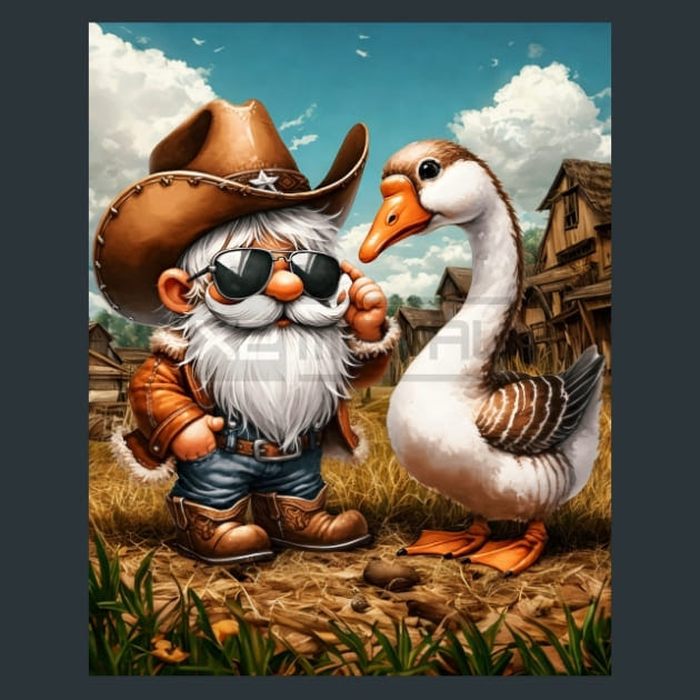 Gnome Wild West 2 Metal Wall Art and Desktop Mouse Pad by X2Metal