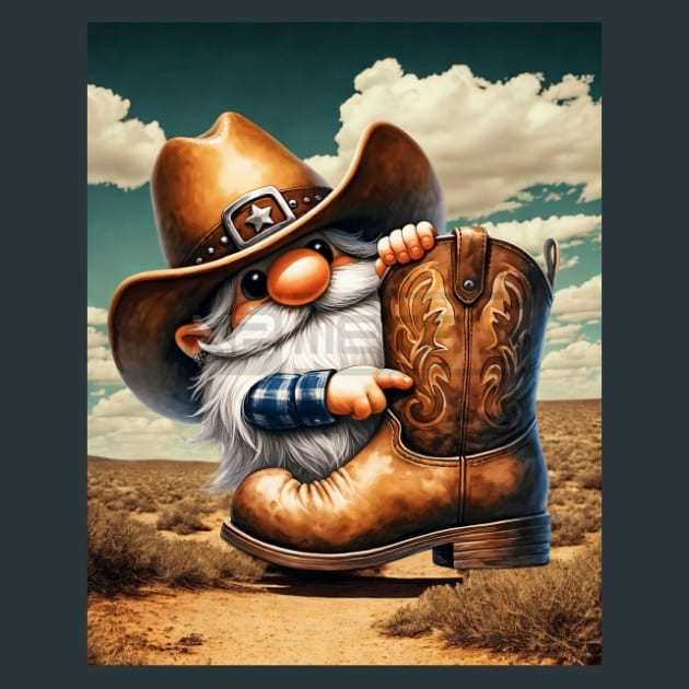 Gnome Wild West 20 Metal Wall Art and Desktop Mouse Pad by X2Metal