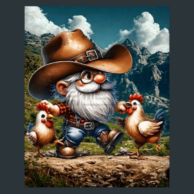 Gnome Wild West 21 Metal Wall Art and Desktop Mouse Pad by X2Metal