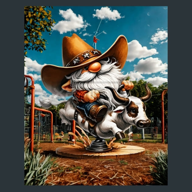 Gnome Wild West 22 Metal Wall Art and Desktop Mouse Pad by X2Metal