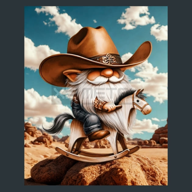 Gnome Wild West 23 Metal Wall Art and Desktop Mouse Pad by X2Metal