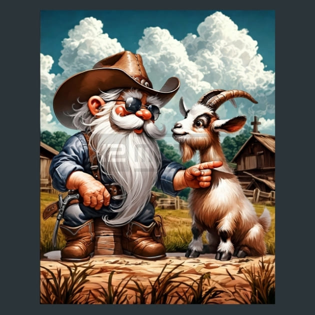 Gnome Wild West 3 Metal Wall Art and Desktop Mouse Pad by X2Metal