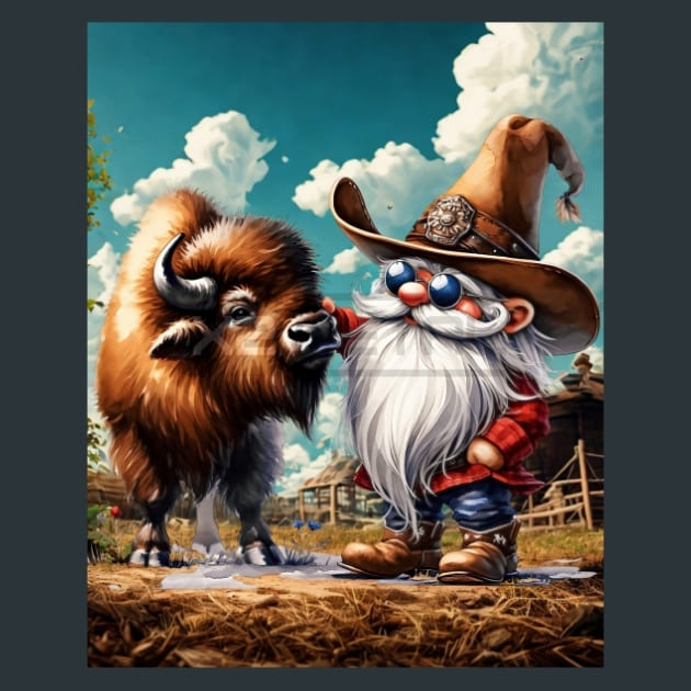 Gnome Wild West 4 Metal Wall Art and Desktop Mouse Pad by X2Metal