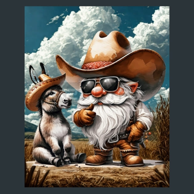 Gnome Wild West 6 Metal Wall Art and Desktop Mouse Pad by X2Metal
