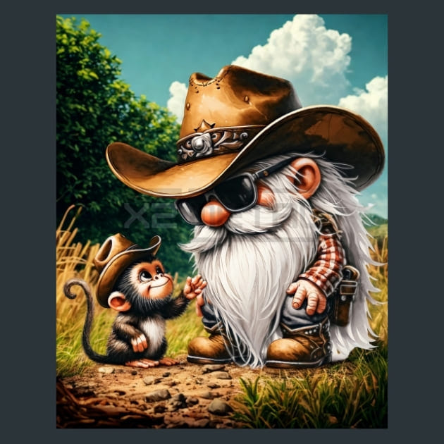 Gnome Wild West 7 Metal Wall Art and Desktop Mouse Pad by X2Metal