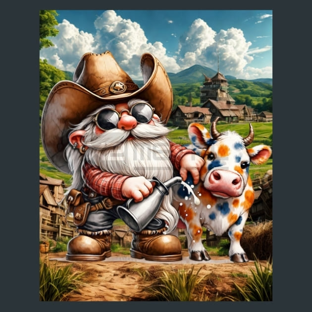 Gnome Wild West 9 Metal Wall Art and Desktop Mouse Pad by X2Metal