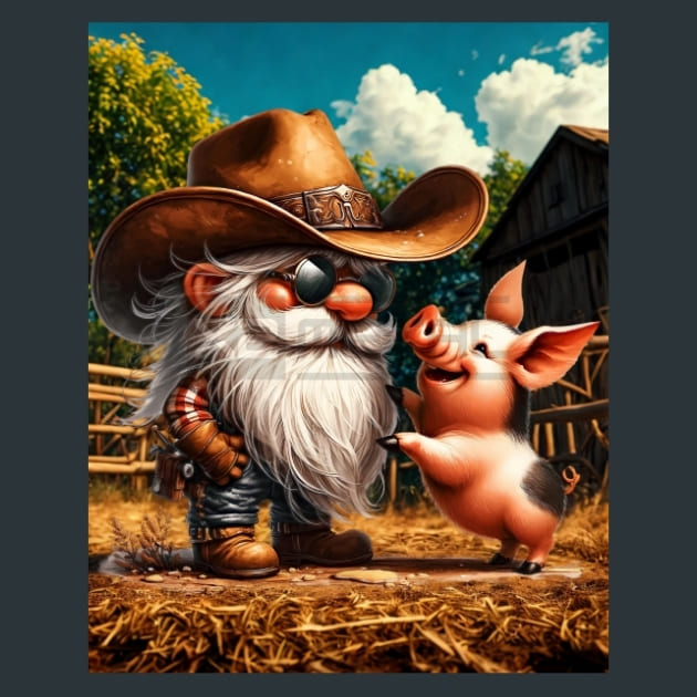 Gnome Wild West Metal Wall Art and Desktop Mouse Pad by X2Metal