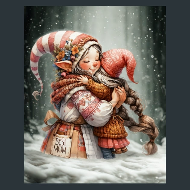 Gnome Girl Hugs 4 Metal Wall Art and Desktop Mouse Pad by X2Metal