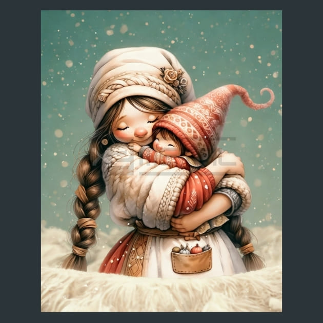 Gnome Girl Hugs 8 Metal Wall Art and Desktop Mouse Pad by X2Metal
