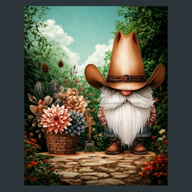 Gnomes Wild West 1 Metal Wall Art and Desktop Mouse Pad by X2Metal