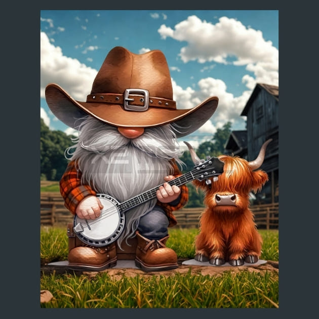 Gnomes Wild West 10 Metal Wall Art and Desktop Mouse Pad by X2Metal