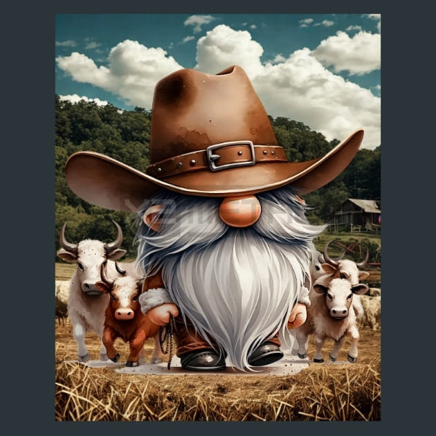 Gnomes Wild West 12 Metal Wall Art and Desktop Mouse Pad by X2Metal