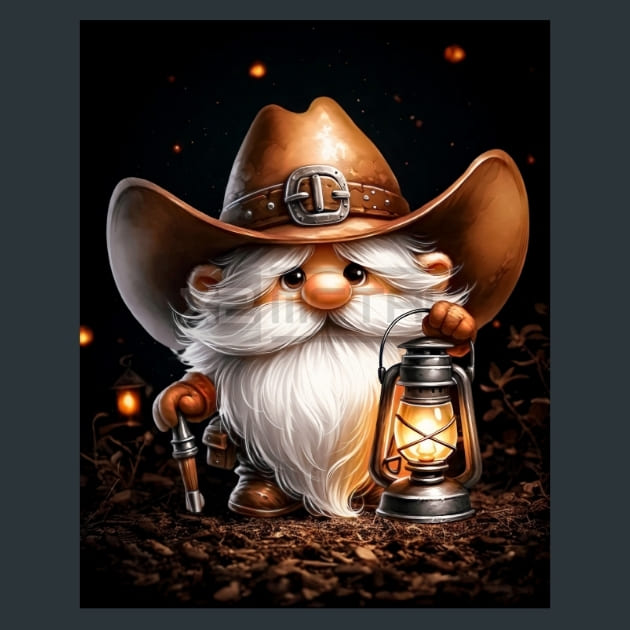 Gnomes Wild West 18 Metal Wall Art and Desktop Mouse Pad by X2Metal