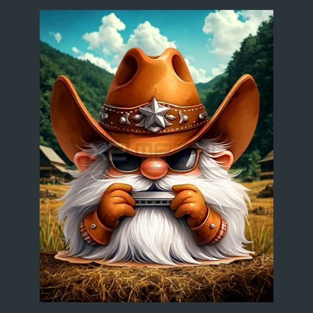 Gnomes Wild West 19 Metal Wall Art and Desktop Mouse Pad by X2Metal