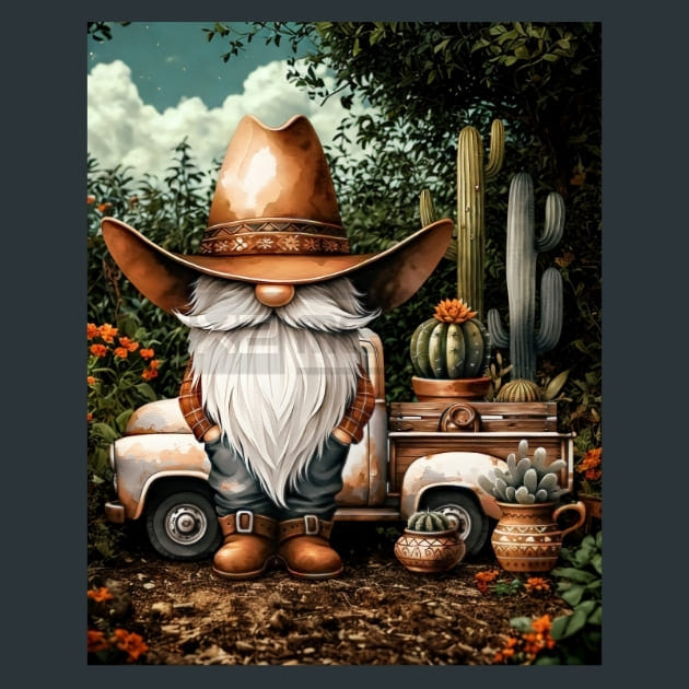 Gnomes Wild West 2 Metal Wall Art and Desktop Mouse Pad by X2Metal
