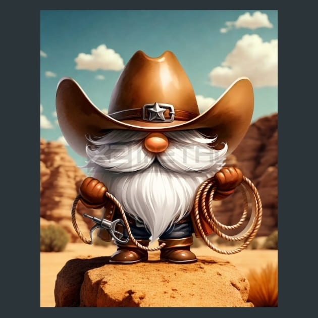 Gnomes Wild West 21 Metal Wall Art and Desktop Mouse Pad by X2Metal