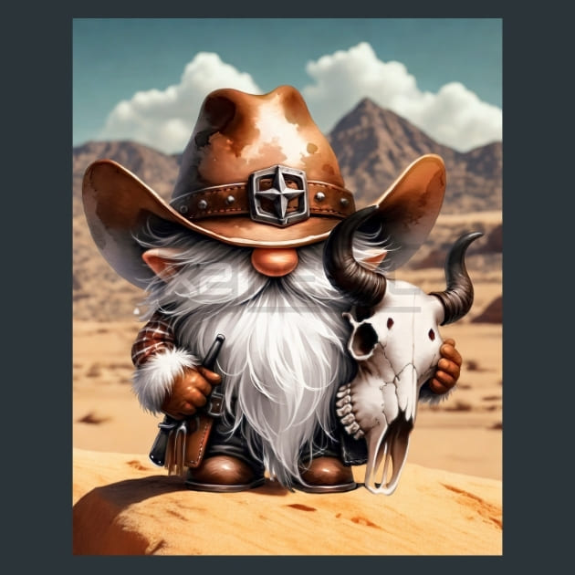 Gnomes Wild West 22 Metal Wall Art and Desktop Mouse Pad by X2Metal