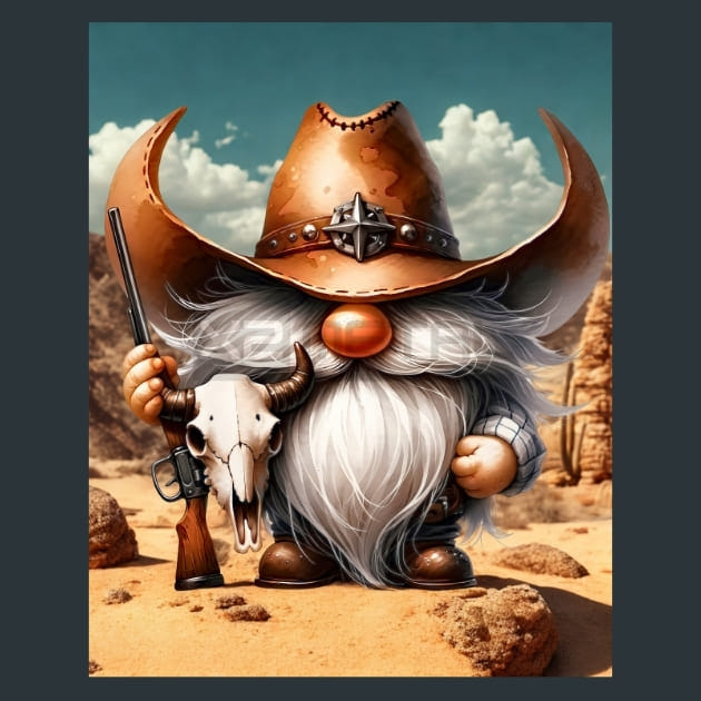 Gnomes Wild West 23 Metal Wall Art and Desktop Mouse Pad by X2Metal