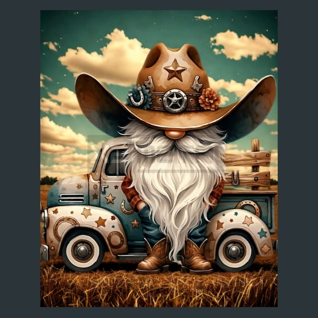 Gnomes Wild West 4 Metal Wall Art and Desktop Mouse Pad by X2Metal