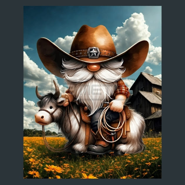 Gnomes Wild West 5 Metal Wall Art and Desktop Mouse Pad by X2Metal