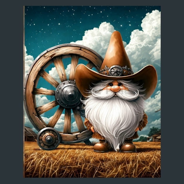 Gnomes Wild West 9 Metal Wall Art and Desktop Mouse Pad by X2Metal