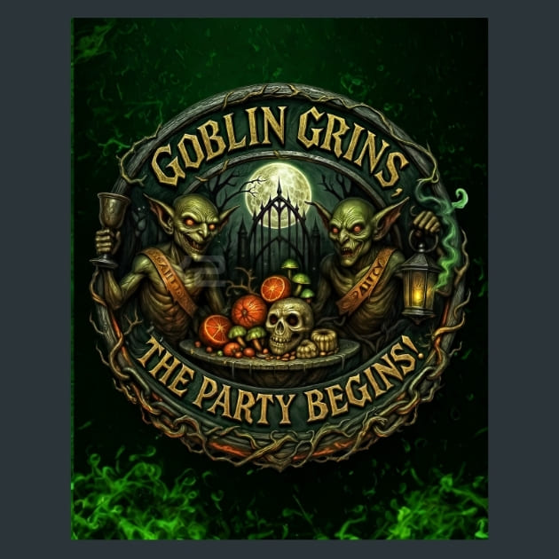 Goblin Grins the Party Begins Metal Wall Art and Desktop Mouse Pad by X2Metal
