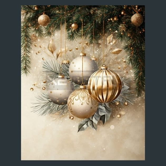 Gold Christmas 24 Metal Wall Art and Desktop Mouse Pad by X2Metal