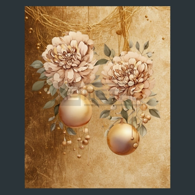 Gold Christmas 35 Metal Wall Art and Desktop Mouse Pad by X2Metal