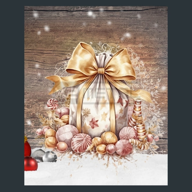 Gold Christmas 38 Metal Wall Art and Desktop Mouse Pad by X2Metal