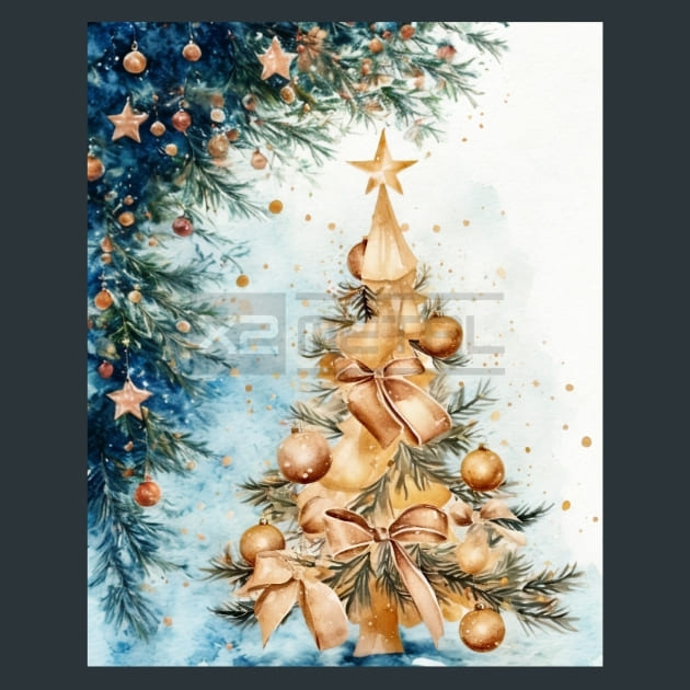 Gold Christmas 5 Metal Wall Art and Desktop Mouse Pad by X2Metal