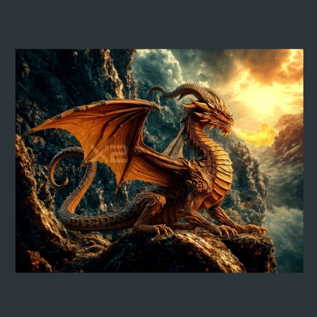 Gold Dragon Metal Wall Art and Desktop Mouse Pad by X2Metal