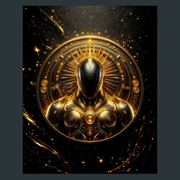 Gold Elemental Avatar Metal Wall Art and Desktop Mouse Pad by X2Metal