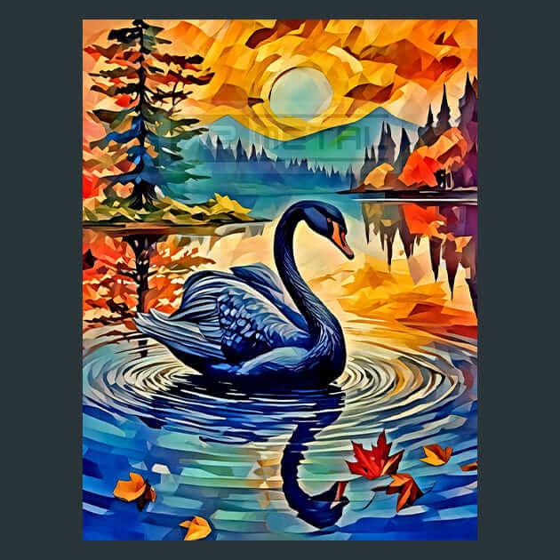Golden Reflections Swan Metal Wall Art and Desktop Mouse Pad by X2Metal