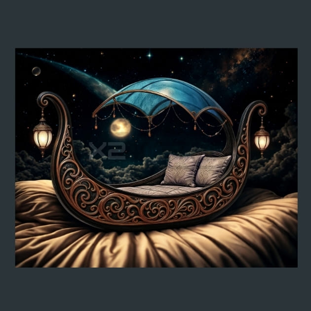Gondola Celestial Voyagers Metal Wall Art and Desktop Mouse Pad by X2Metal