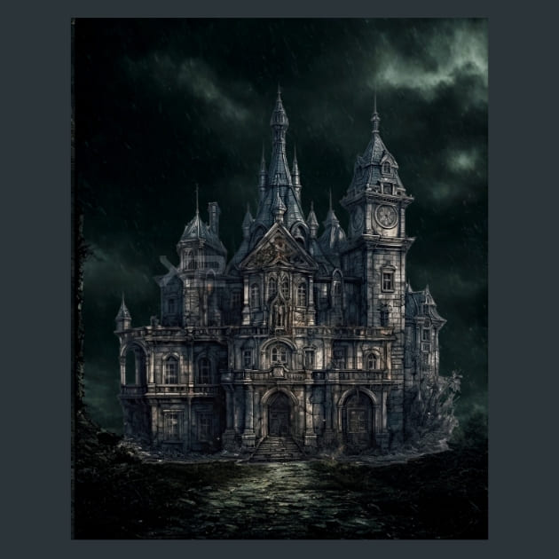 Gothic Mansion 1 Metal Wall Art and Desktop Mouse Pad by X2Metal