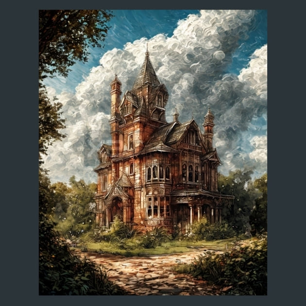 Gothic Mansion 4 Metal Wall Art and Desktop Mouse Pad by X2Metal