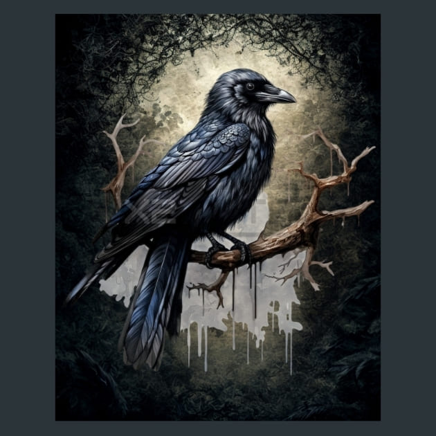 Gothic Raven 1 Metal Wall Art and Desktop Mouse Pad by X2Metal