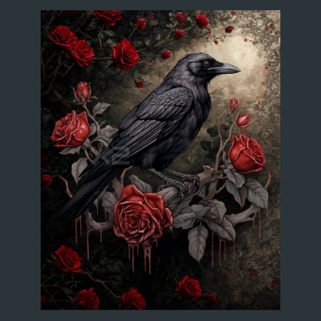 Gothic Raven 28 Metal Wall Art and Desktop Mouse Pad by X2Metal