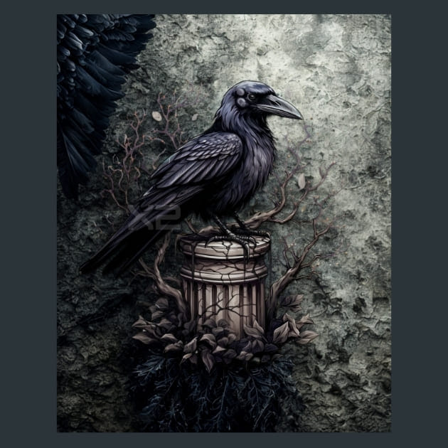Gothic Raven 36 Metal Wall Art and Desktop Mouse Pad by X2Metal