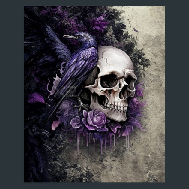 Gothic Raven 37 Metal Wall Art and Desktop Mouse Pad by X2Metal