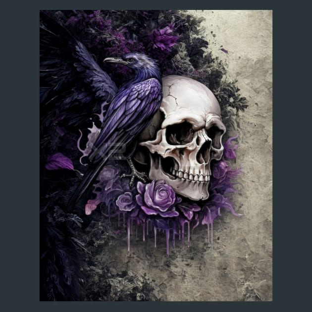 Gothic Raven 37 Metal Wall Art and Desktop Mouse Pad by X2Metal