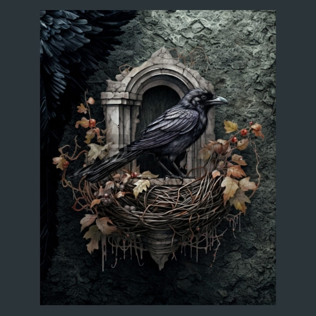 Gothic Raven 9 Metal Wall Art and Desktop Mouse Pad by X2Metal