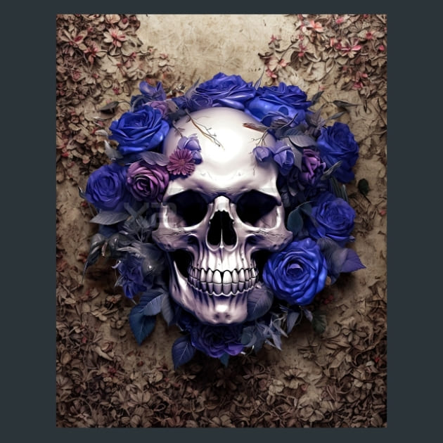 Gothic floral Skulls 11 Metal Wall Art and Desktop Mouse Pad by X2Metal