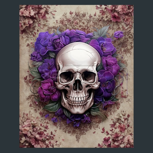 Gothic floral Skulls 2 Metal Wall Art and Desktop Mouse Pad by X2Metal