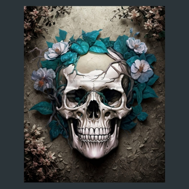 Gothic floral Skulls 3 Metal Wall Art and Desktop Mouse Pad by X2Metal